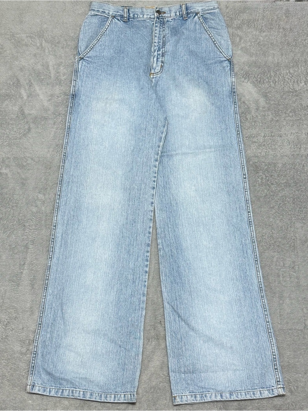 VTG Y2K Watch Out Jeans Wear Baggy Wide Leg Skater Denim 34x33 Loose 90s Womens